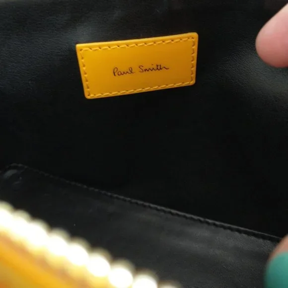 Paul Smith NWOT No 9 Women's Yellow Leather Cosmetic Bag Clutch with box - Picture 9 of 16